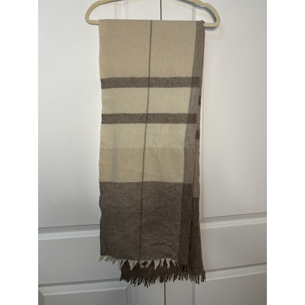 Maryaab Lambswool Tan Gray Scarf Neutral Minimalist Rectangular